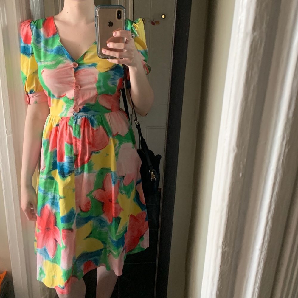 One-of-a-kind Vintage Watercolor Floral Dress